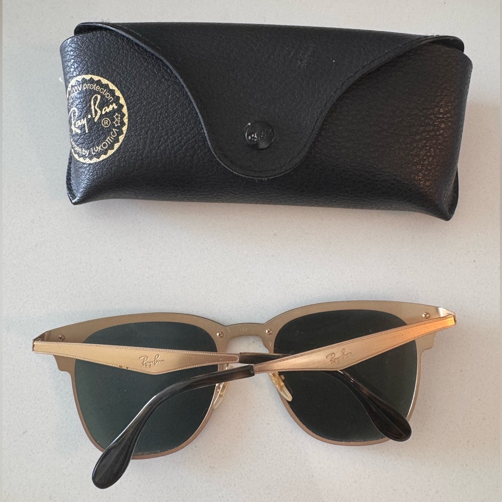 Ray-Ban Blaze Clubmaster sunglasses black and gold unisex